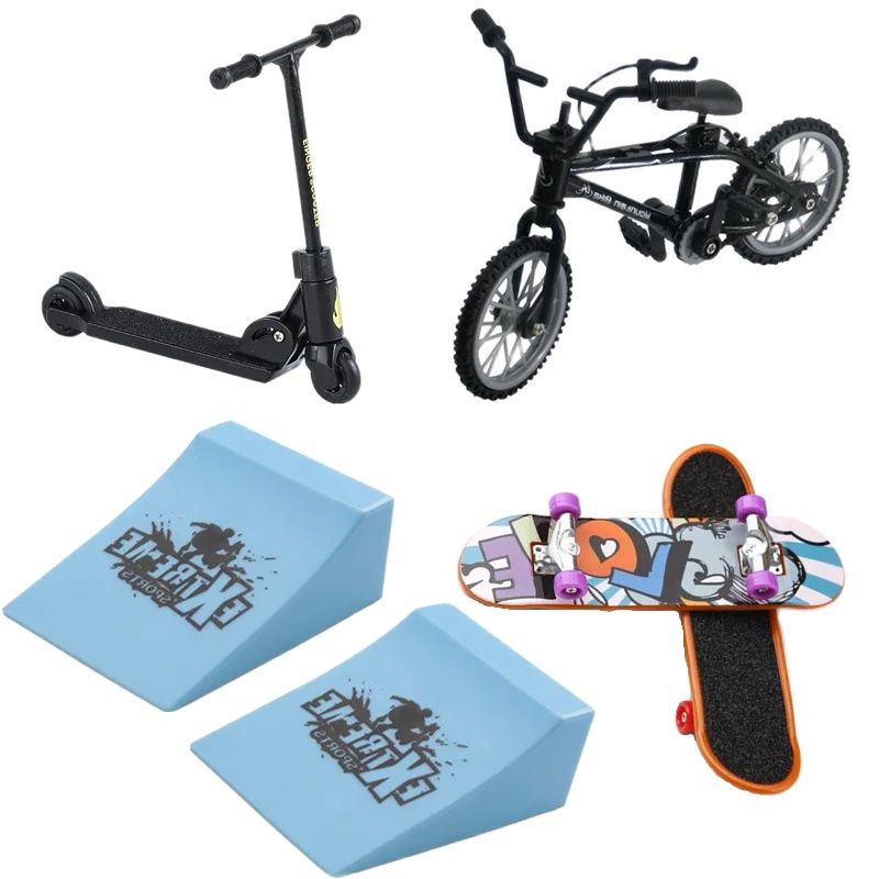 Kids Toys Scooter - スクーター/フィンガースケートボード/カジュアルパンツ/ローラースケート/バイク用テックデッキランプ会場組み合わせセット子供屋内ホームおもちゃgif