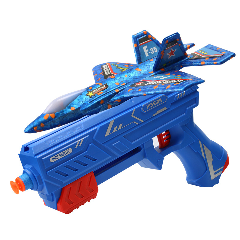 Catapult Launcher Toy - 子供、ナルト飛行機、夏の屋外航空機、飛行ノベルティ & ギャグおもちゃ用の柔らかい弾丸銃付きフォームランチャー、7.4 