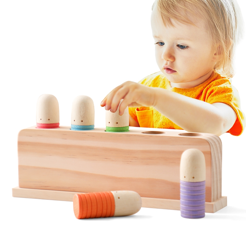 Wooden Blocks Stacking - 子供のための木製の顔の認識のおもちゃ,さまざまな色のトレーニング,認識と調整の組み合わせ,赤ちゃんのおもちゃ