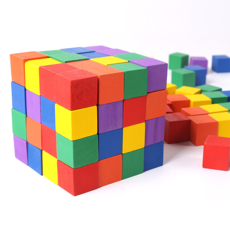 Kids Toys Company - 20 ピース/セットカラフルなミニ DIY 木製正方形ブロック 2*2*2 センチメートル木材固体キューブ子供のための手作りクラフトおもちゃ