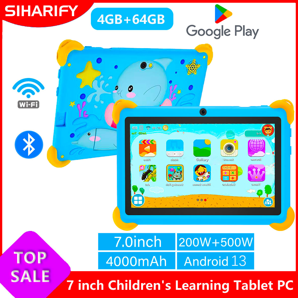 Learning Tablet Kids - 7 インチ 5G キッズタブレット Android 学習ゲームパッド子供用保護ケースタブレットクアッドコア
