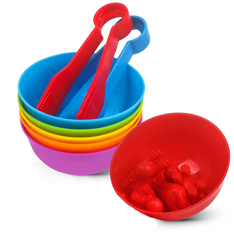 Kids Toys 2 Year Old - プラスチックボウル6個、ピンセット2個付き、虹色分類、細かい運動能力学習活動、おもちゃ、幼児、子供へのギフト。