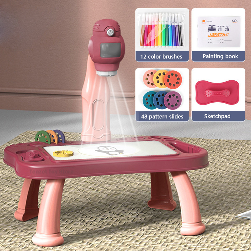 Learning Tablet Kids - 子供のためのインテリジェントなプロジェクターセット,教育玩具,手工芸品の描画,絵画ツール