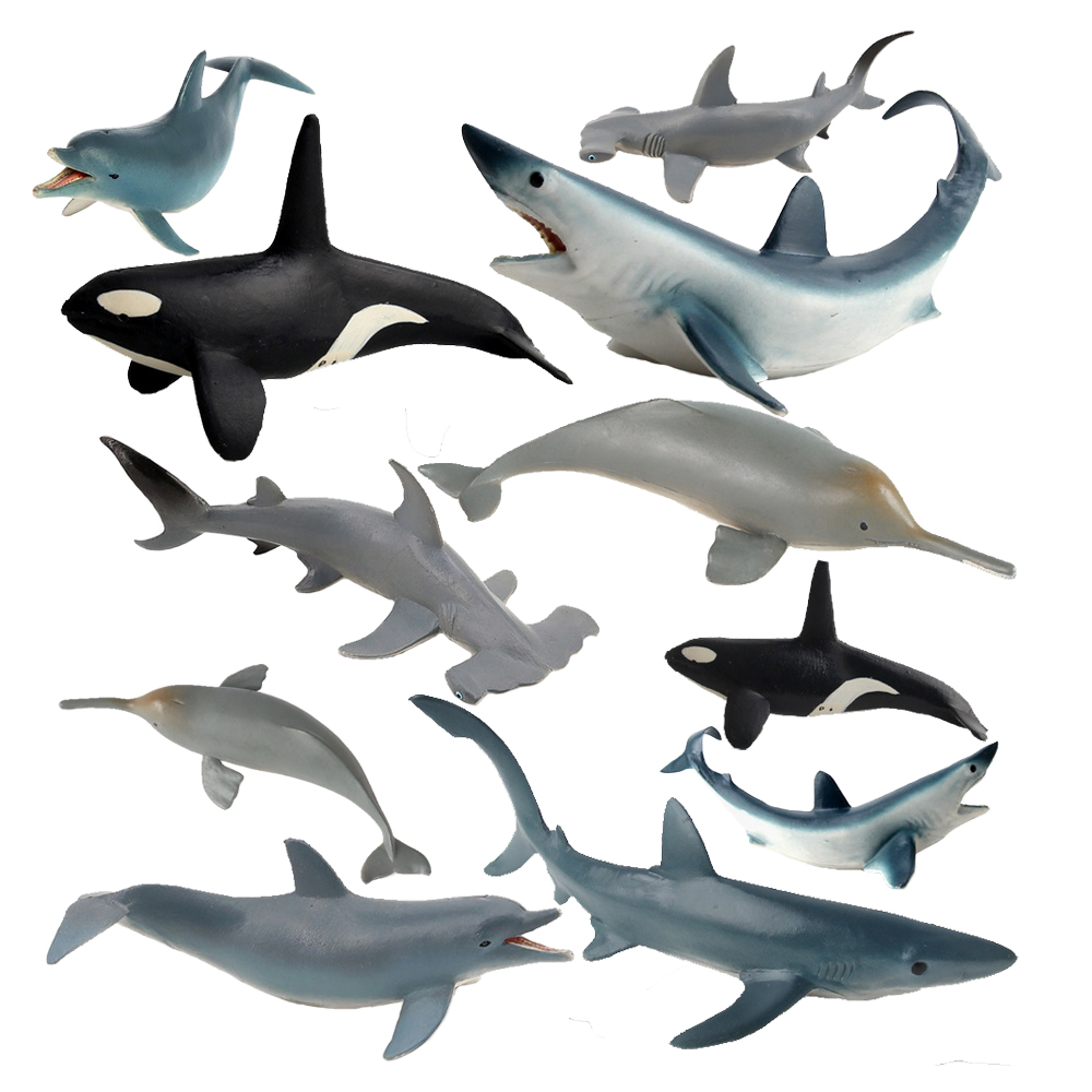 Kids Toys Under 1 Year - 絶滅危惧種の海洋動物の置物キラー サメ シャチ ベルーガ クジラ イルカ