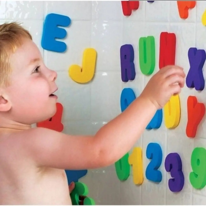 Bath Letter Number Foam - フローティングバスおもちゃ 1～3歳用 ソフト速乾フォーム カラフルな文字 数字の組み合わせ バスルーム早期教育遊び