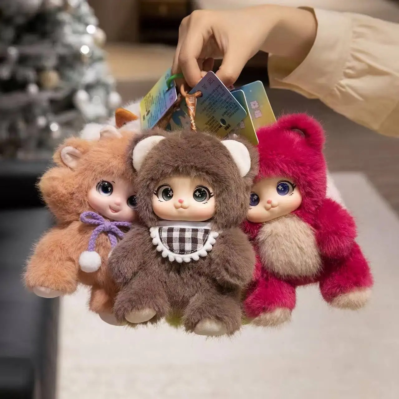 Kids Toys Animal - 18cm / かわいい動物のビニール製顔付きぬいぐるみ、動物のおもちゃ、ペンダント、ウサギ、クマ、羊、動物愛好家や子供へのギフト、バッグの飾り