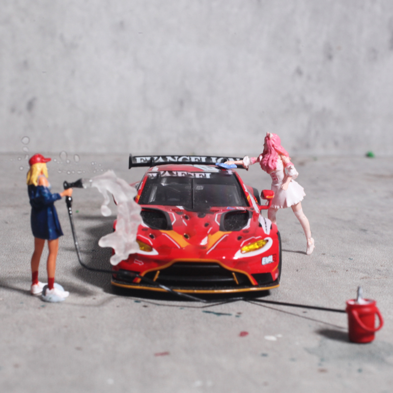 Kids Toys Resale - ミニ洗車と修理ガール 1:64 ミニフィギュアシーン装飾砂テーブル DIY 小さな割合人形