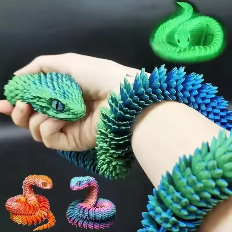 Kids Toys Xmas - 3D プリントヘビ可動ジョイントそわそわおもちゃ置物シミュレーションヘビオフィスデスクトップ装飾クリスマスギフト工芸品ミニチュア