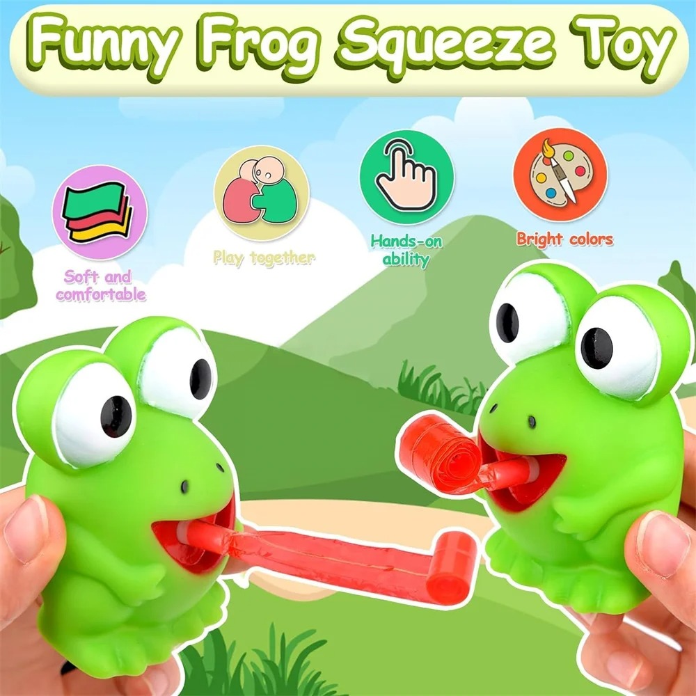 Kids Toys Videos - ストレス解消カエル＆恐竜おもちゃ - 舌で挟むスクイーズポップアップおもちゃ、面白いスクリーミングパーティーの記念品＆不安解消ギフト（全員向け）