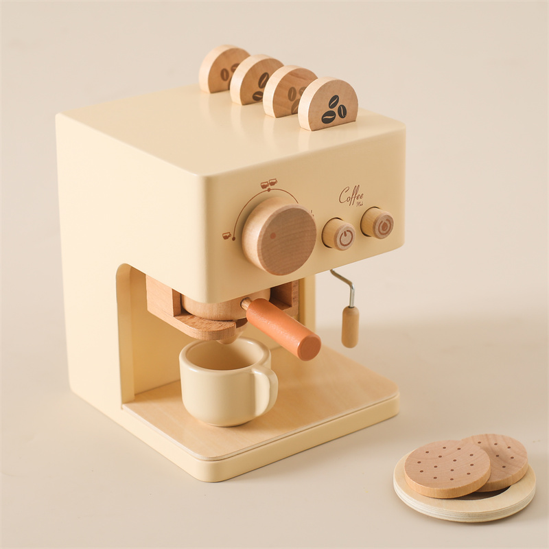 Wooden Blocks Stacking - 子供木製モンテッソーリおもちゃセット子供コーヒーマシンキッチンおもちゃ子供コスプレままごと知育玩具ブロックベビーギフト
