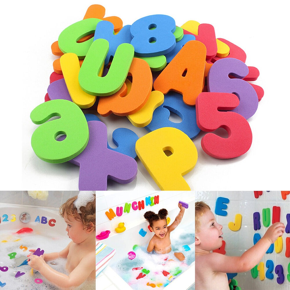 Bath Letter Number Foam - 36 個ステッカーゲーム水泳遊びおもちゃ子供子供 ABC 123 文字数字アルファベット浴槽泡セット