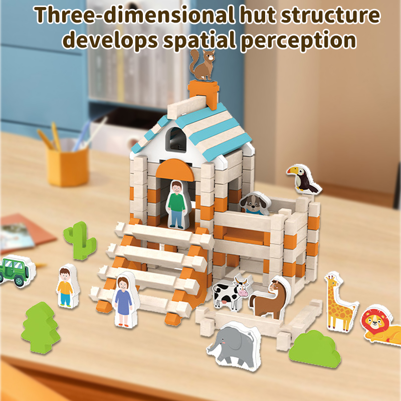 DIY 木製ビルディングブロックシティストリートビューハウス - Wooden Blocks Stacking のレビューと価格