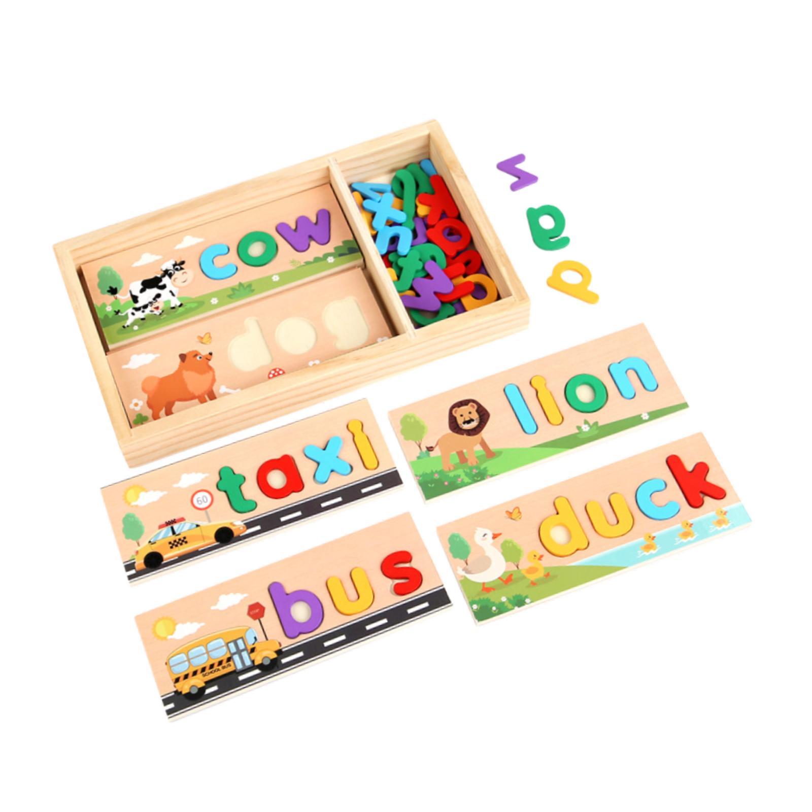 木製スペル学習玩具 収納ボックス付き クラシックな明るい色の - Kids Toys 2 Year Old のレビューと価格