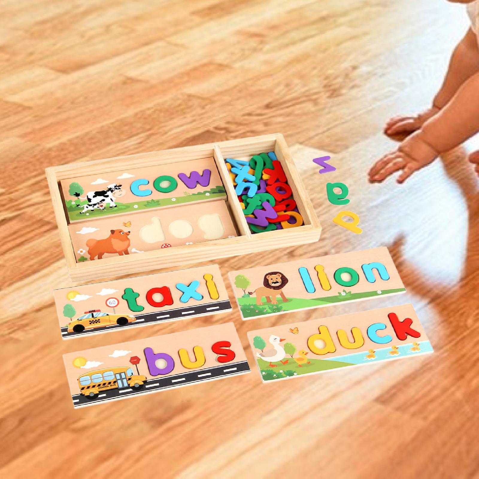 木製スペル学習玩具 収納ボックス付き クラシックな明るい色の - Kids Toys 2 Year Old のレビューと価格