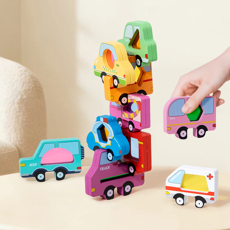 木製動物アクリルスタッキングブロックゲーム形状マッチングパズ - Wooden Blocks Stacking のレビューと価格