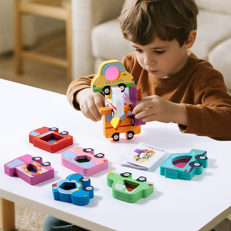 木製動物アクリルスタッキングブロックゲーム形状マッチングパズ - Wooden Blocks Stacking のレビューと価格