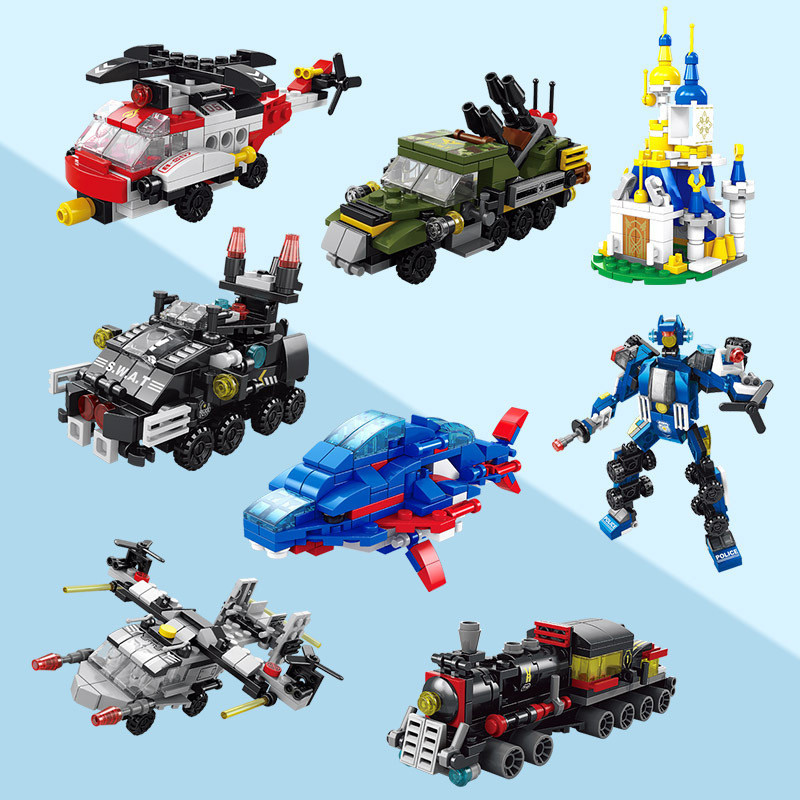 6 in 1都市工事車両警察トラックメカ恐竜ビルディングブロ - Kids Toys Videos のレビューと価格