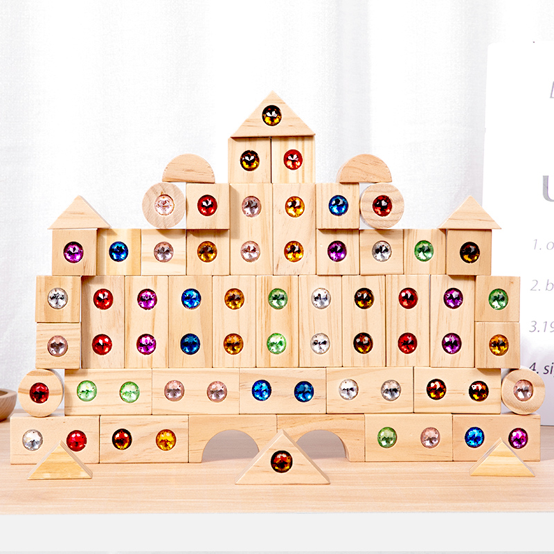 DIYブロック キラキラアクリルおもちゃ 子供用 木製モンテ - Wooden Blocks Stacking のレビューと価格
