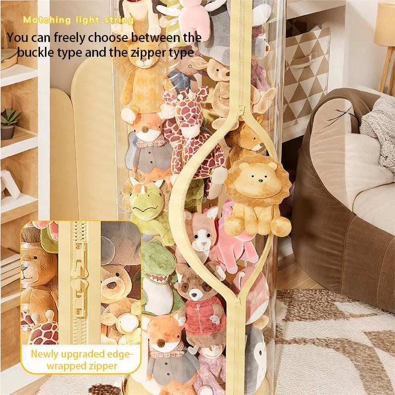 透明な人形収納ボックス、ぬいぐるみ整理、おもちゃ収納チューブ - Kids Zipper Toys のレビューと価格