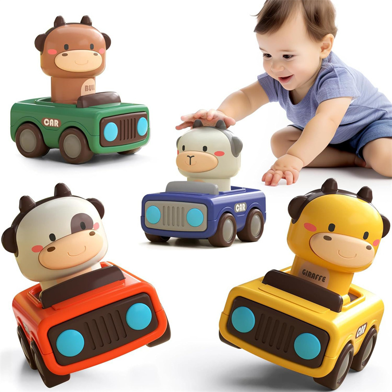 動物のプッシュアンドゴーカートイ、丈夫な摩擦動力車、1歳、2 - Kids Toys Under 1 Year のレビューと価格