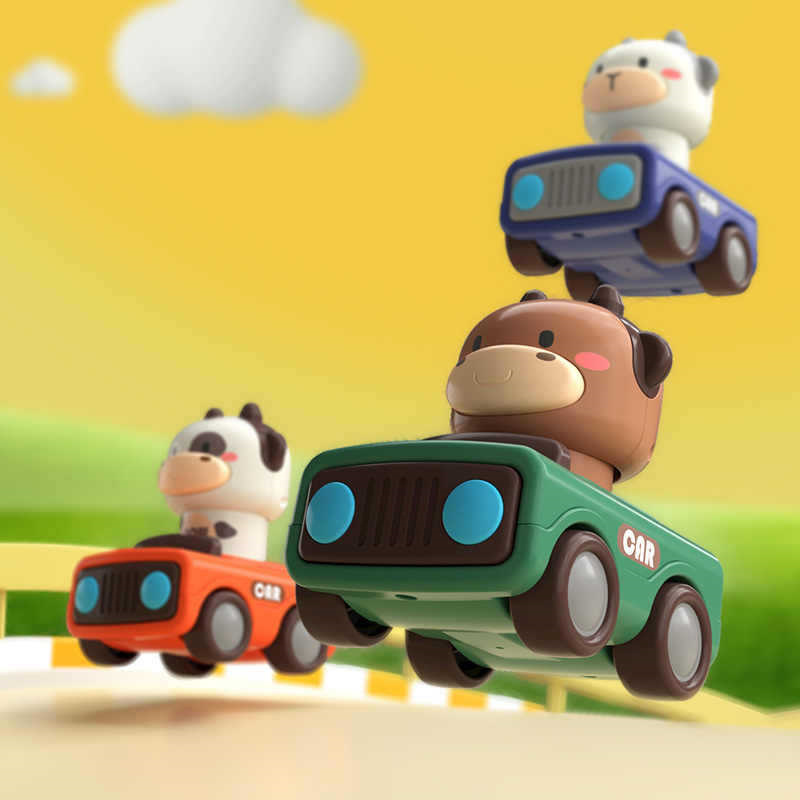 動物のプッシュアンドゴーカートイ、丈夫な摩擦動力車、1歳、2 - Kids Toys Under 1 Year のレビューと価格
