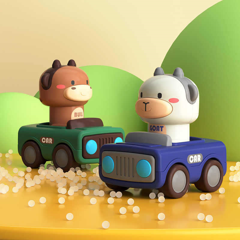 動物のプッシュアンドゴーカートイ、丈夫な摩擦動力車、1歳、2 - Kids Toys Under 1 Year のレビューと価格