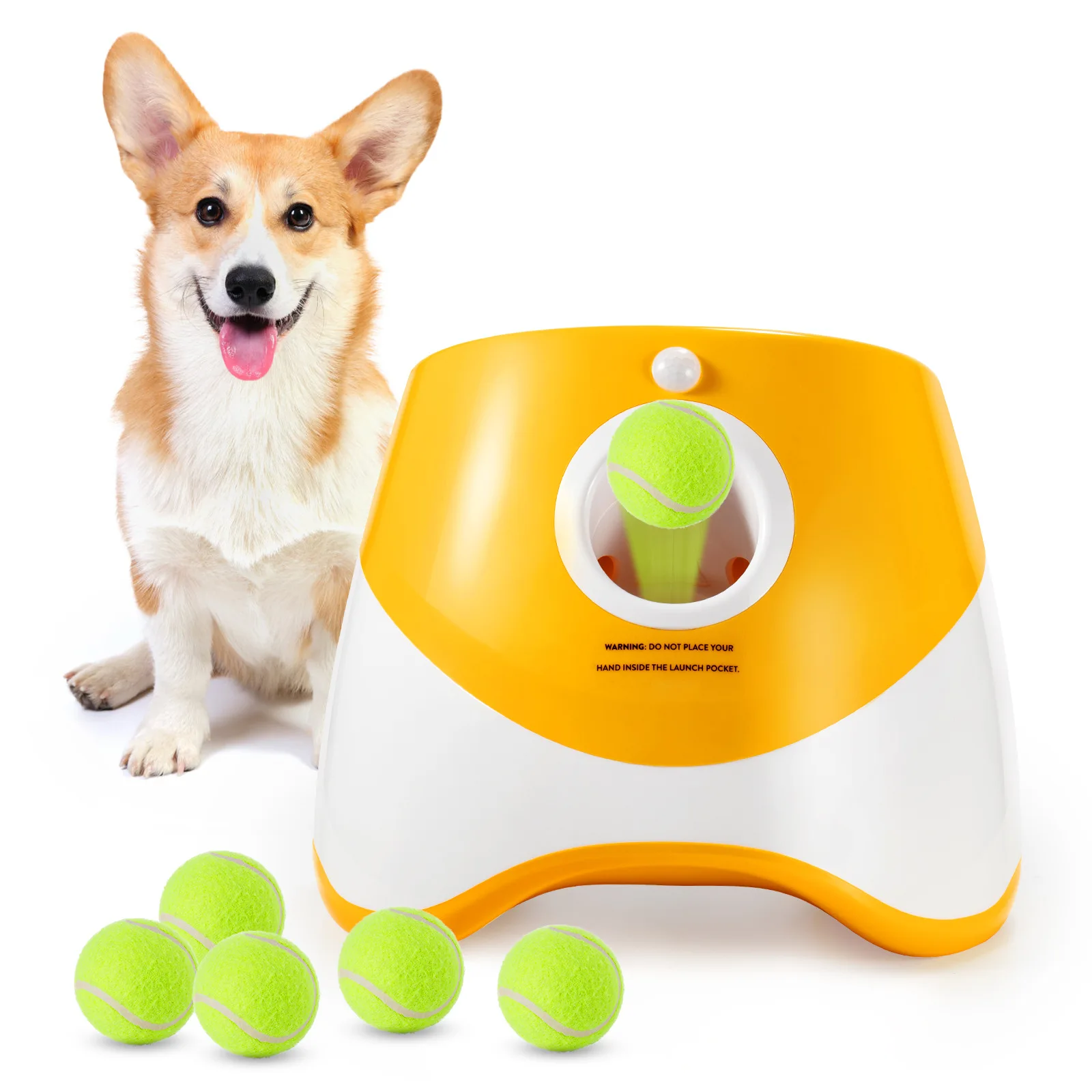 犬用テニスランチャー自動ペット犬追いかけおもちゃミニテニス投 - Catapult Launcher Toy のレビューと価格