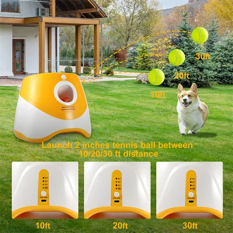 犬用テニスランチャー自動ペット犬追いかけおもちゃミニテニス投 - Catapult Launcher Toy のレビューと価格
