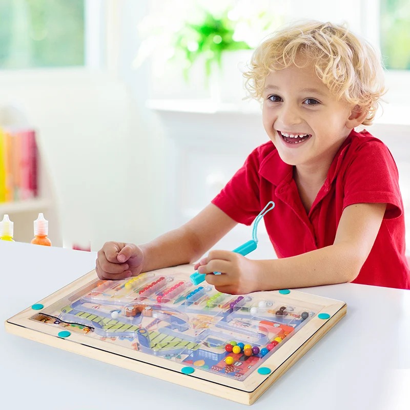 モンテッソーリ磁気色分類迷路番号迷路おもちゃ木製パズルアクテ - Kids Toys 2 Year Old のレビューと価格