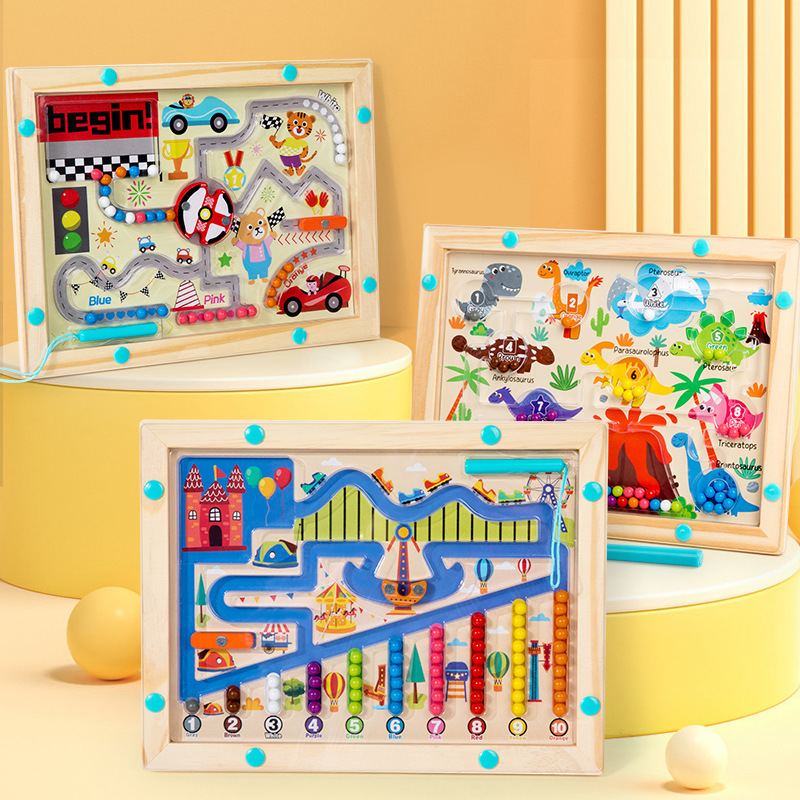 モンテッソーリ磁気色分類迷路番号迷路おもちゃ木製パズルアクテ - Kids Toys 2 Year Old のレビューと価格