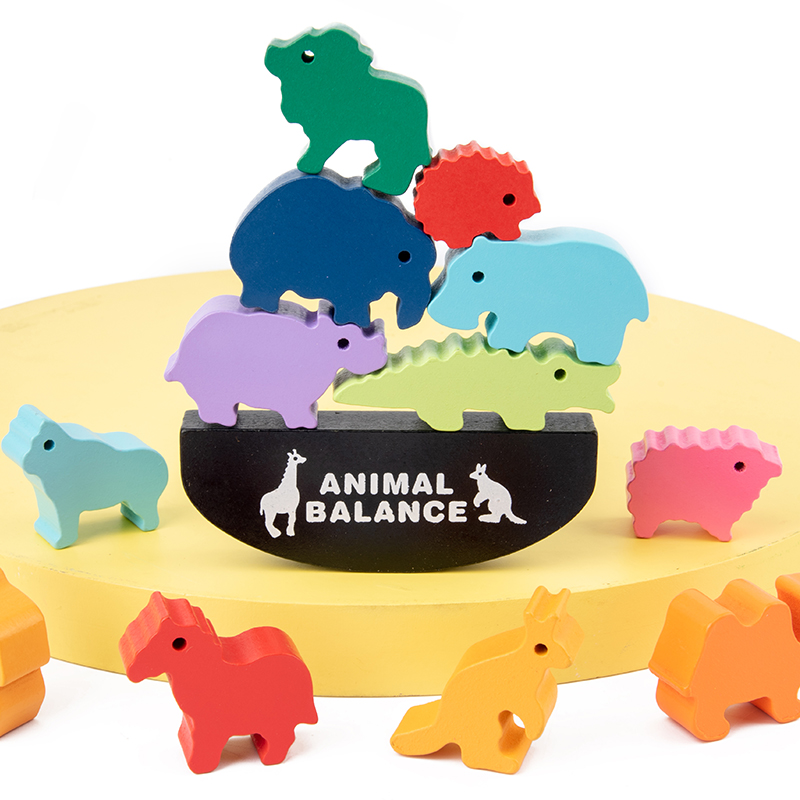 モンテッソーリ子供用木製動物バランスブロックボードゲームおも - Kids Toys Videos のレビューと価格