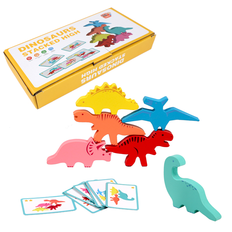 木製バランスブロックのおもちゃ子供のための動物恐竜ビルディン - Kids Toys Videos のレビューと価格