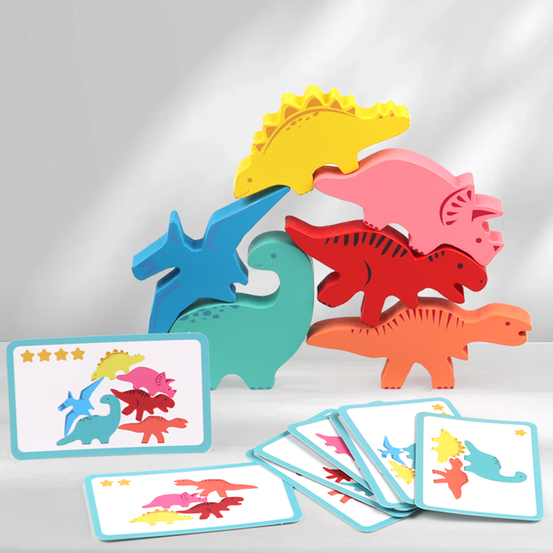 木製バランスブロックのおもちゃ子供のための動物恐竜ビルディン - Kids Toys Videos のレビューと価格