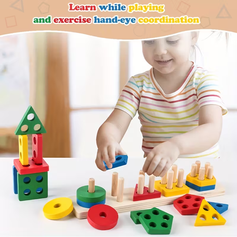 モンテッソーリ木製ゲーム赤ちゃんのおもちゃパズル幾何学教育ゲ - Kids Toys 2 Year Old のレビューと価格
