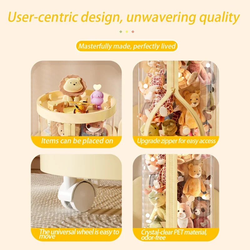 透明な人形収納ボックス、ライトチューブ付きぬいぐるみ整理ケー - Kids Zipper Toys のレビューと価格