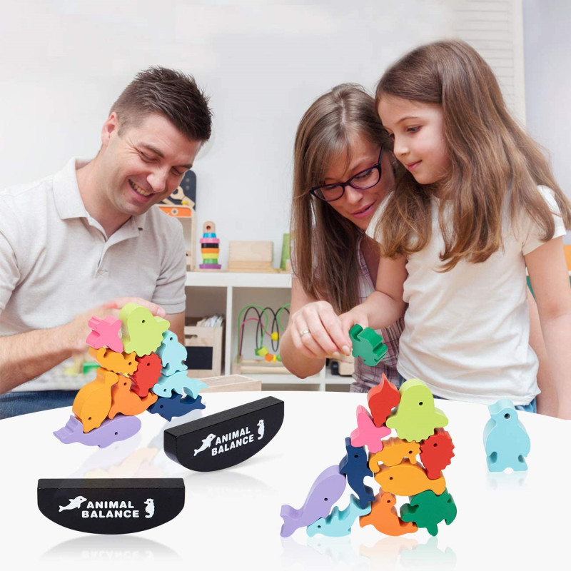 子供のための木製モンテッソーリ教育バランスブロック,恐竜のお - Wooden Blocks Stacking のレビューと価格