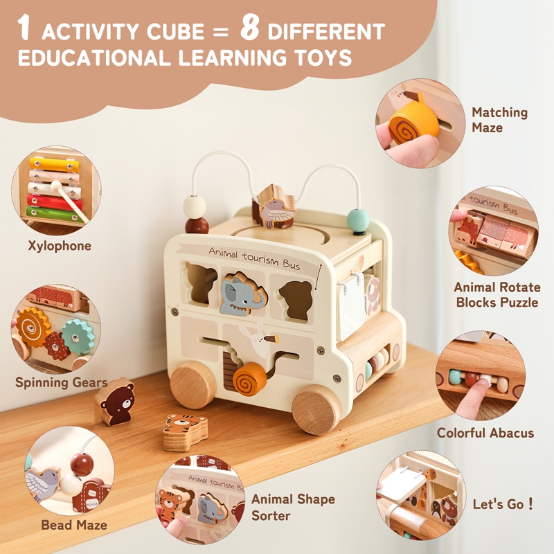 モンテッソーリ木製子供用おもちゃ ビジーボックス 知育玩具  - Kids Toys 2 Year Old のレビューと価格