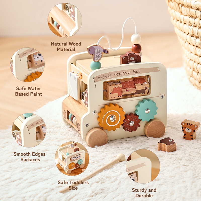モンテッソーリ木製子供用おもちゃ ビジーボックス 知育玩具  - Kids Toys 2 Year Old のレビューと価格