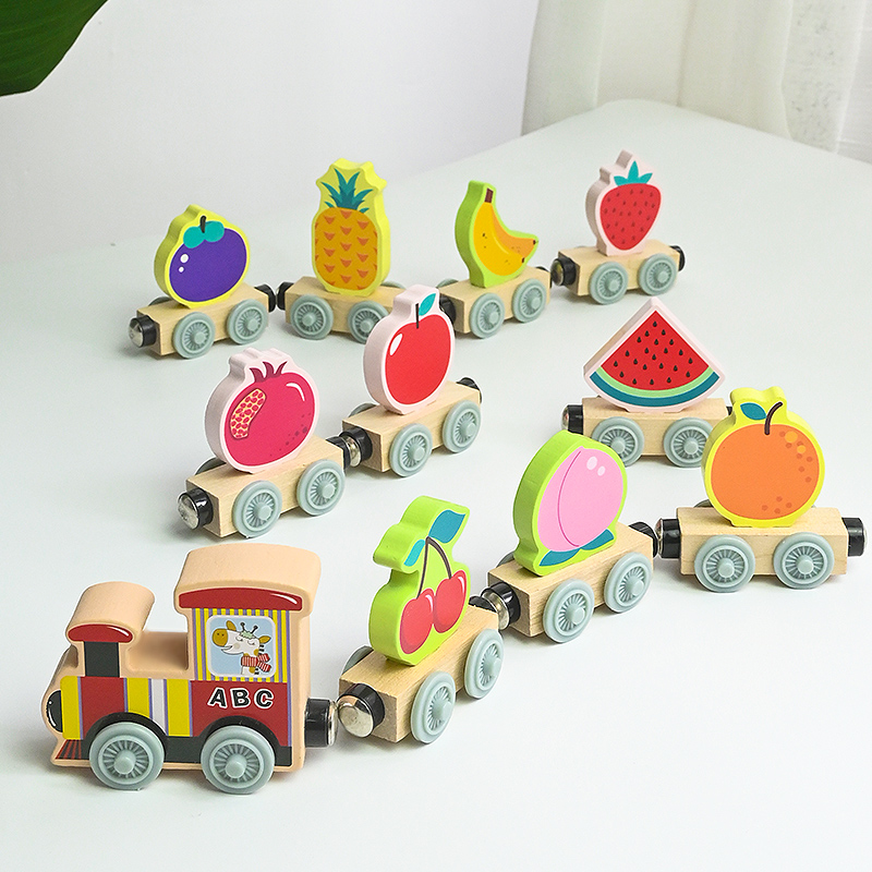 子供のための磁気木製パズル,赤ちゃんの輸送,動物の果物のおも - Wooden Blocks Stacking のレビューと価格