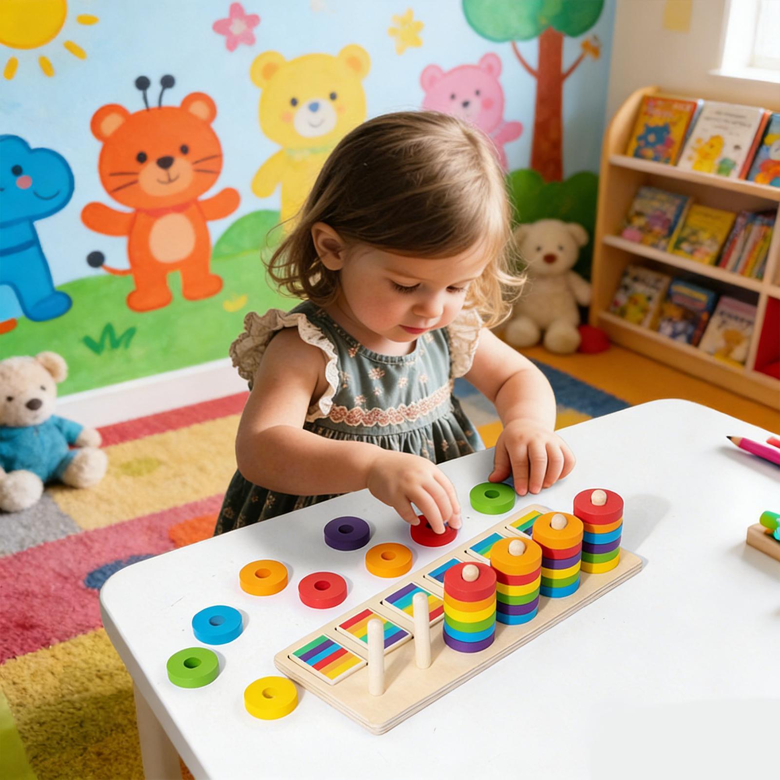木製スタッキングおもちゃ 教育学習ブロック カラーマッチング - Wooden Blocks Stacking のレビューと価格