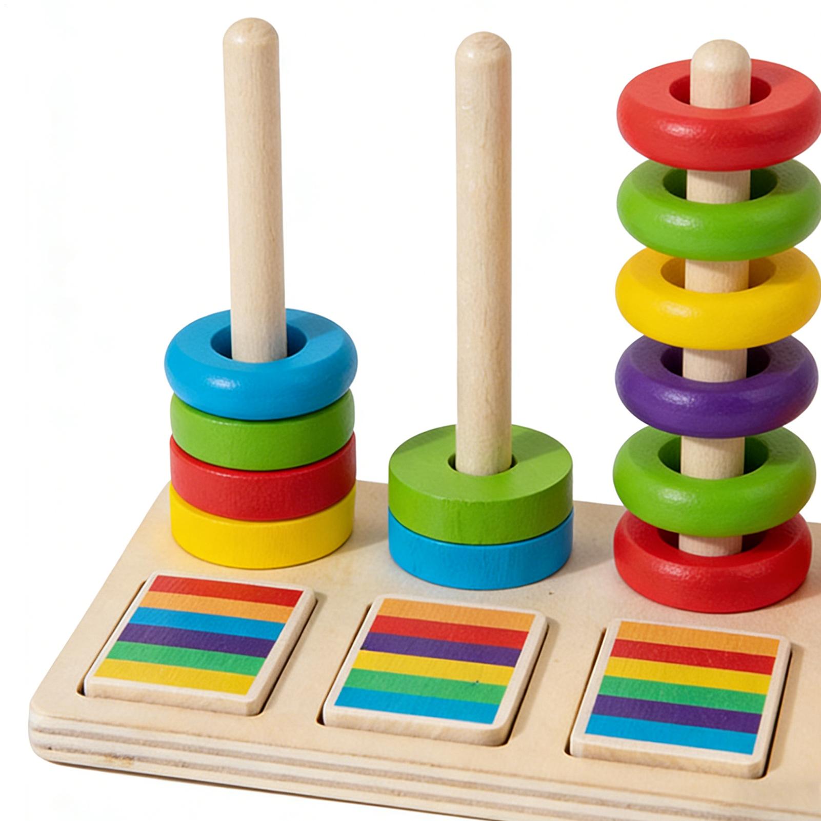 木製スタッキングおもちゃ 教育学習ブロック カラーマッチング - Wooden Blocks Stacking のレビューと価格