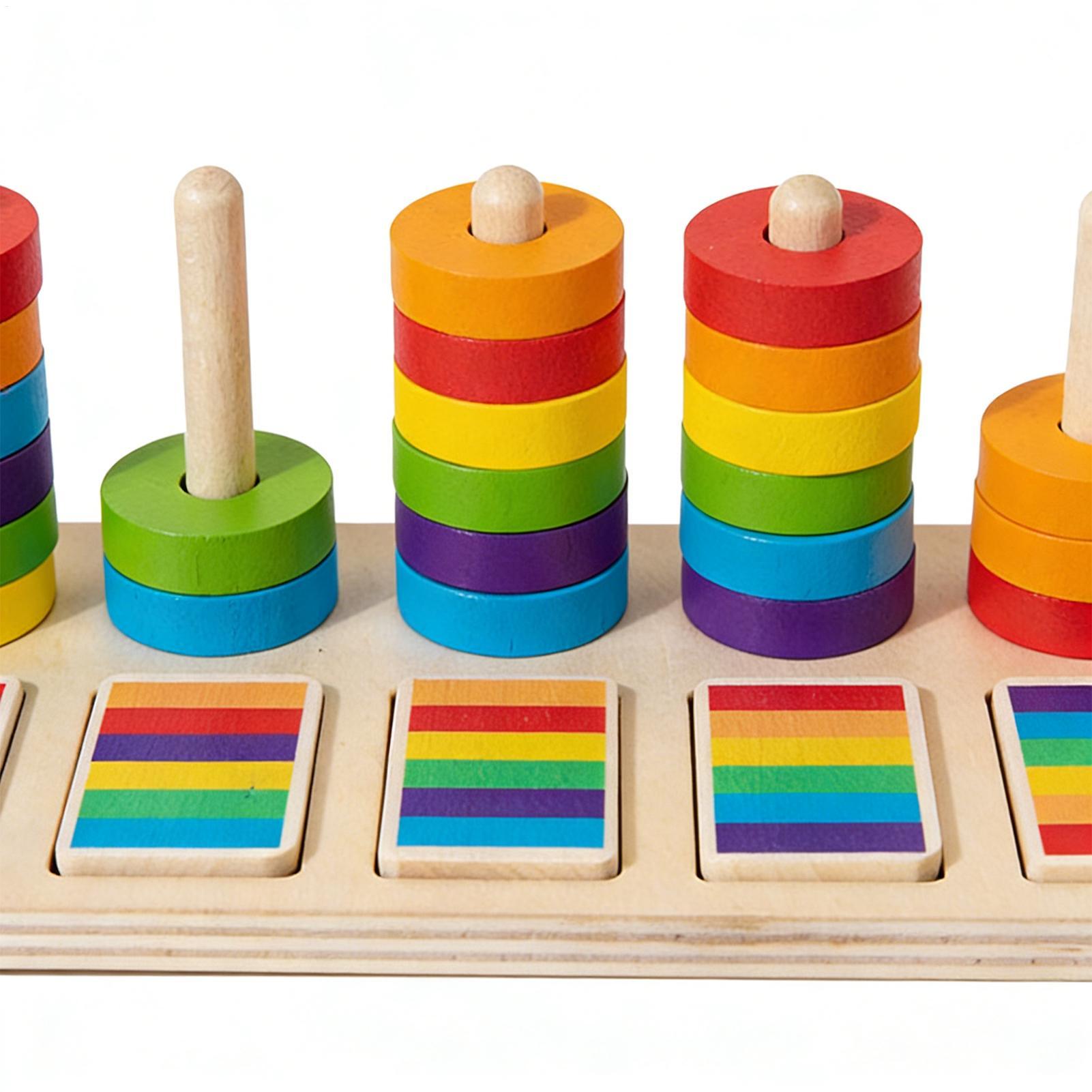 木製スタッキングおもちゃ 教育学習ブロック カラーマッチング - Wooden Blocks Stacking のレビューと価格