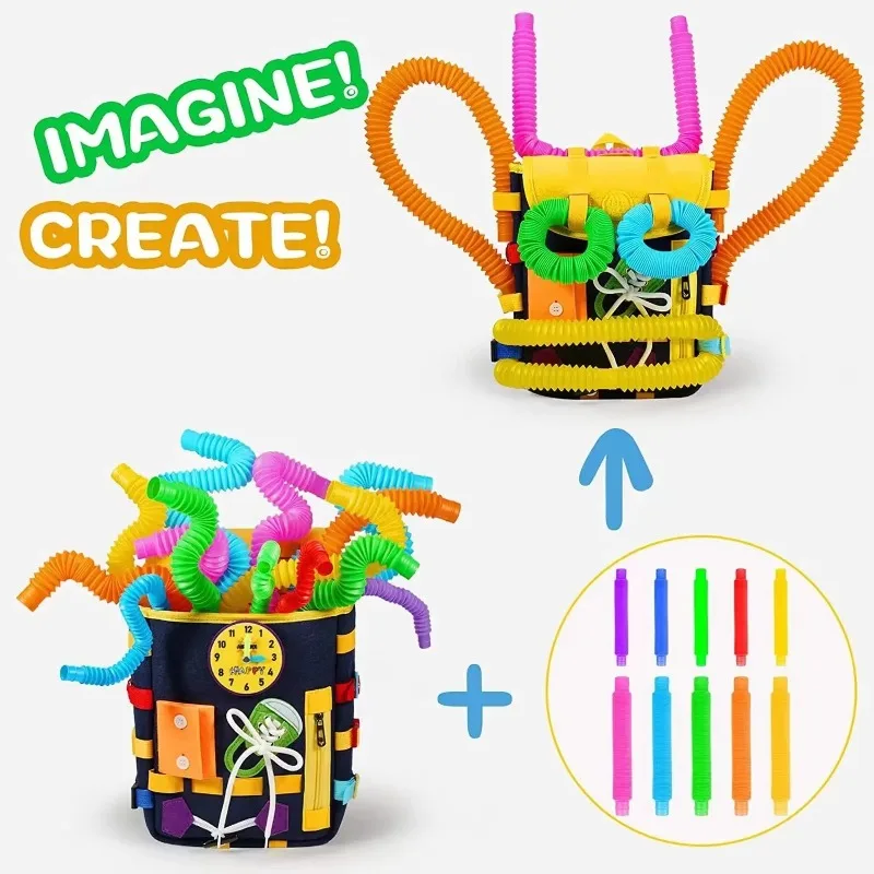 モンテッソーリ フェルト バックパック 幼児用 バックル ジ - Kids Zipper Toys のレビューと価格