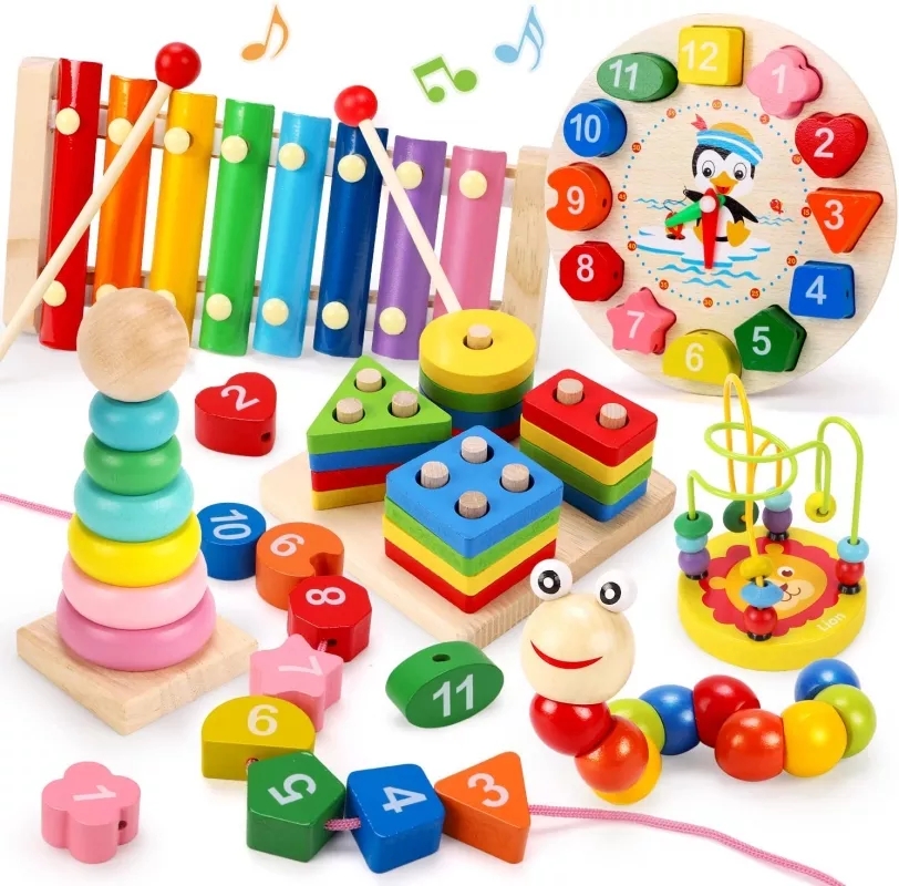 モンテッソーリ-赤ちゃん,子供向けの木製パズル,教育玩具,男 - Kids Toys 2 Year Old のレビューと価格