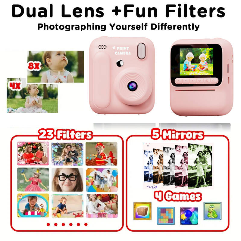 子供インスタントカラー印刷カメラ 1080P カラフルな写真 - Kids Toys Videos のレビューと価格