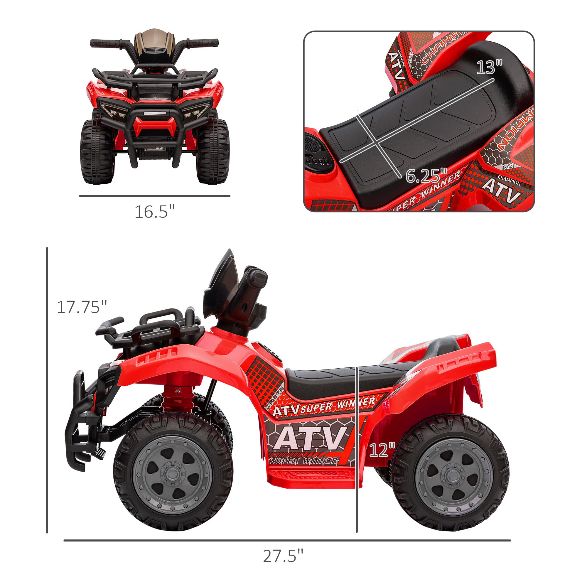 子供用 6V バッテリー駆動 乗用車 クワッド 四輪車 AT - Kids Toys Quad のレビューと価格