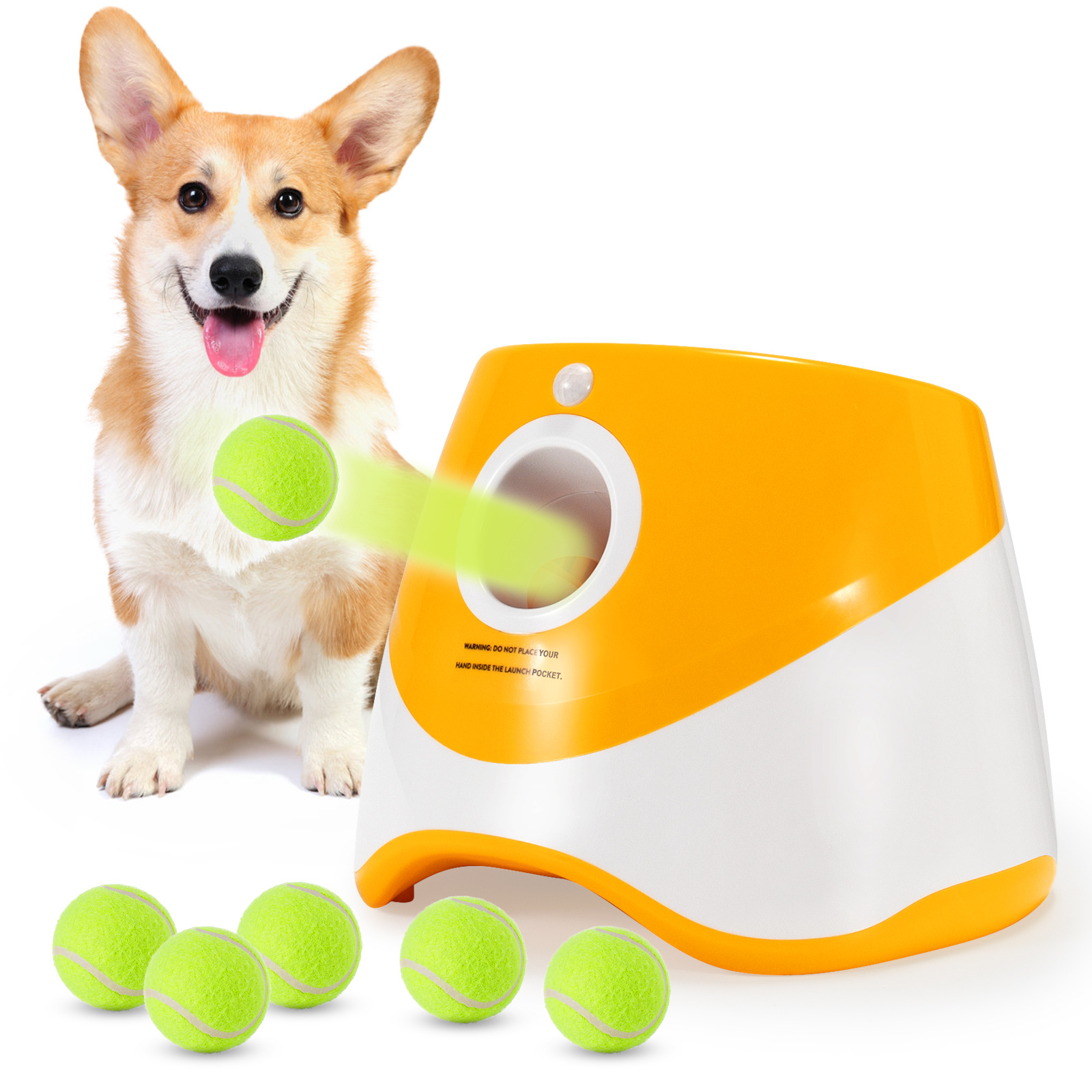 充電式自動ボールランチャー犬のおもちゃ用 3 距離投げテニス - Catapult Launcher Toy のレビューと価格