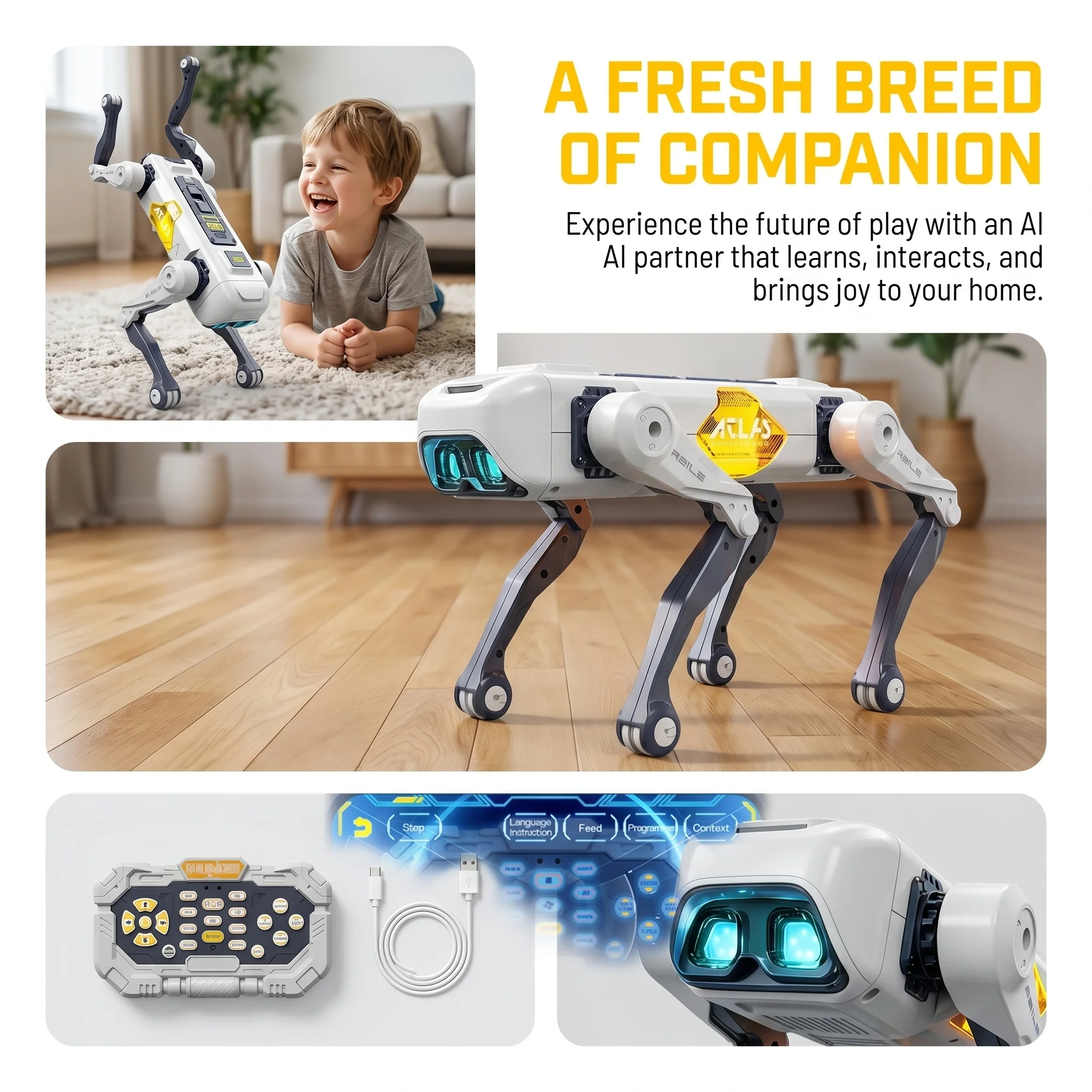 AIスマートロボット犬、音声＆アプリ制御、プログラミング、ダ - Kids Toys Animal のレビューと価格