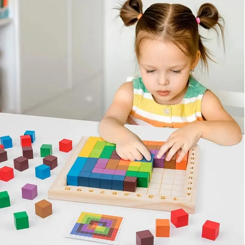モンテッソーリカラーカウントビルディングブロック木製10*1 - Wooden Blocks Stacking のレビューと価格