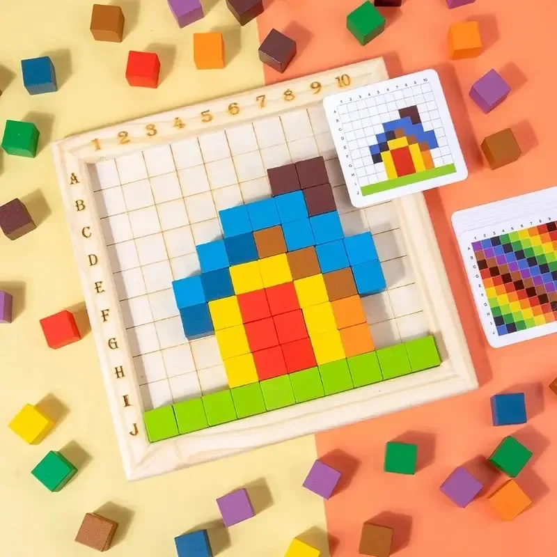 モンテッソーリカラーカウントビルディングブロック木製10*1 - Wooden Blocks Stacking のレビューと価格